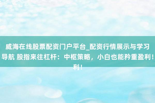威海在线股票配资门户平台_配资行情展示与学习导航 股指来往杠杆：中枢策略，小白也能矜重盈利！